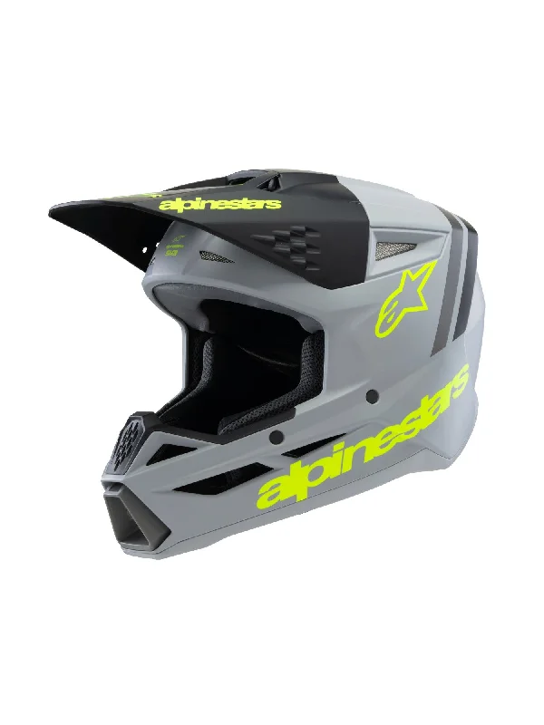 ALPINESTARS 2025 YOUTH SUPERTECH M3 RADIUM HELMET - GREY BLACK YELLOW FLUO MATT