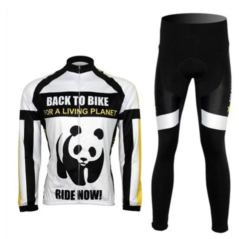 Cycling Bike Bicycle Clothing Men Sportwear Long Sleeve Jersey Quick drying Jacket+ (Bib) Shorts Suit