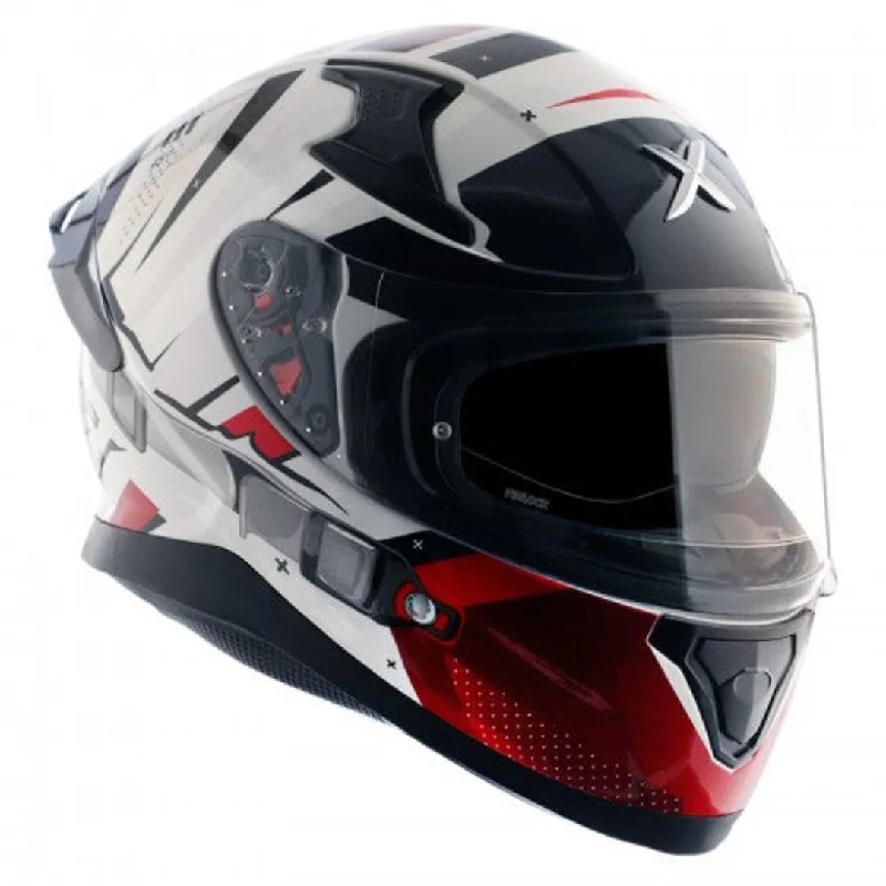 Motorcycle riding helmets - Gloss White Red Helmet -  Axor Apex Hex 2