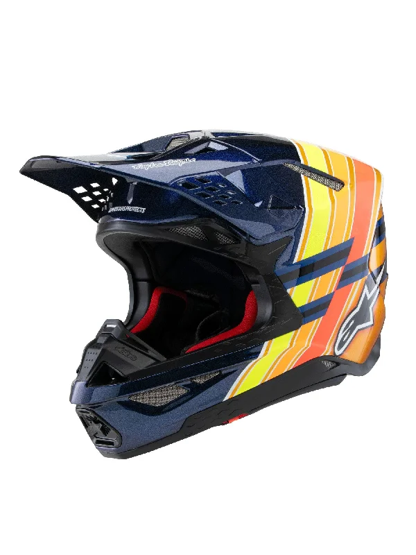 ALPINESTARS 2025 SUPERTECH M10 TLD EDITION HELMET - DARK BLUE ORANGE FLURO-YELLOW RED GLOSSY