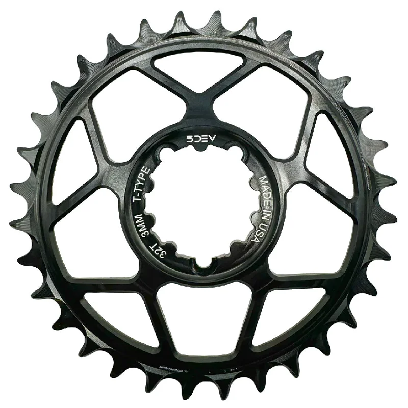 5Dev T-Type 3-Bolt Chainring 3mm Offset 30T Black