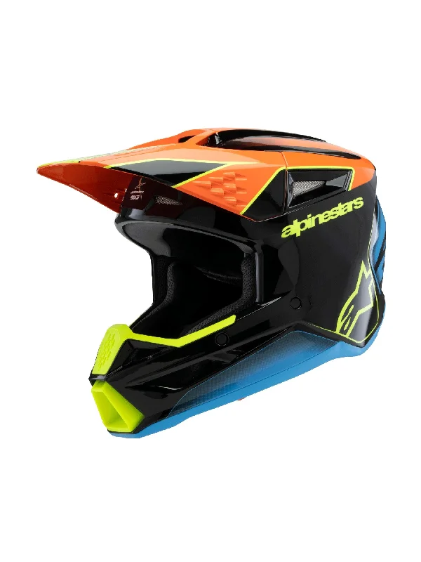 ALPINESTARS 2025 YOUTH SUPERTECH M3 FRAY HELMET - BLACK ORANGE YELLOW FLUO GLOSSY