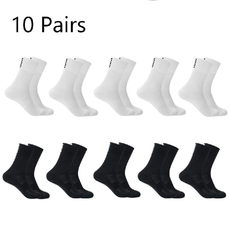 YKYW Cycling Running Professional Sport Mid-height Socks Six Bars Pattern Design Wicking Antibacterial Durable 10 Pc Sets 6 Colors