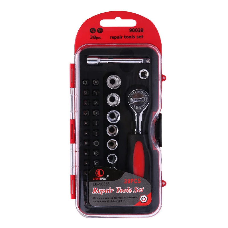 38pcs/ 29pcs  Multi-functional Bicycle Repairing Mechanics Mini ratchet wrench set socket screwdriver head Tool Set