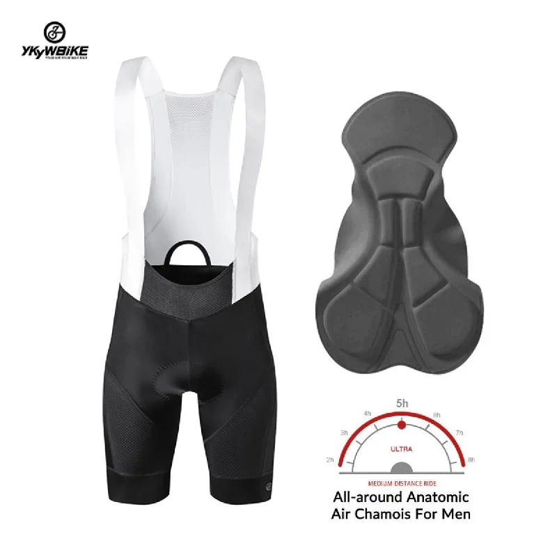 YKYW Men’s Cycling Bib Shorts Elastic Performance 5H Padded Tights Black-white