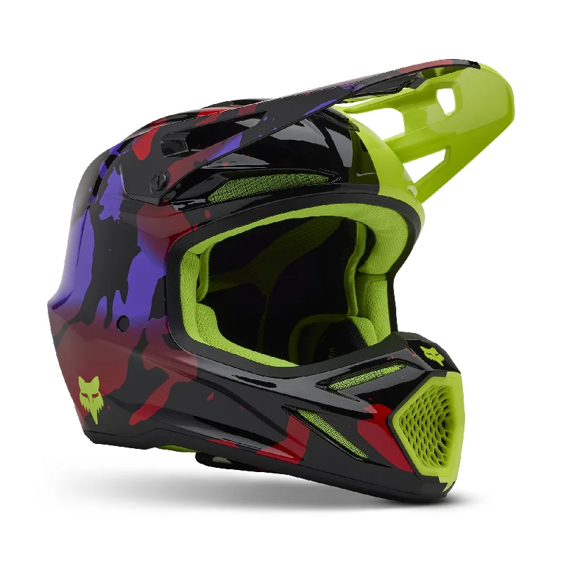 FOX 2025 V3 THROTTLE HELMET - FLO YELLOW