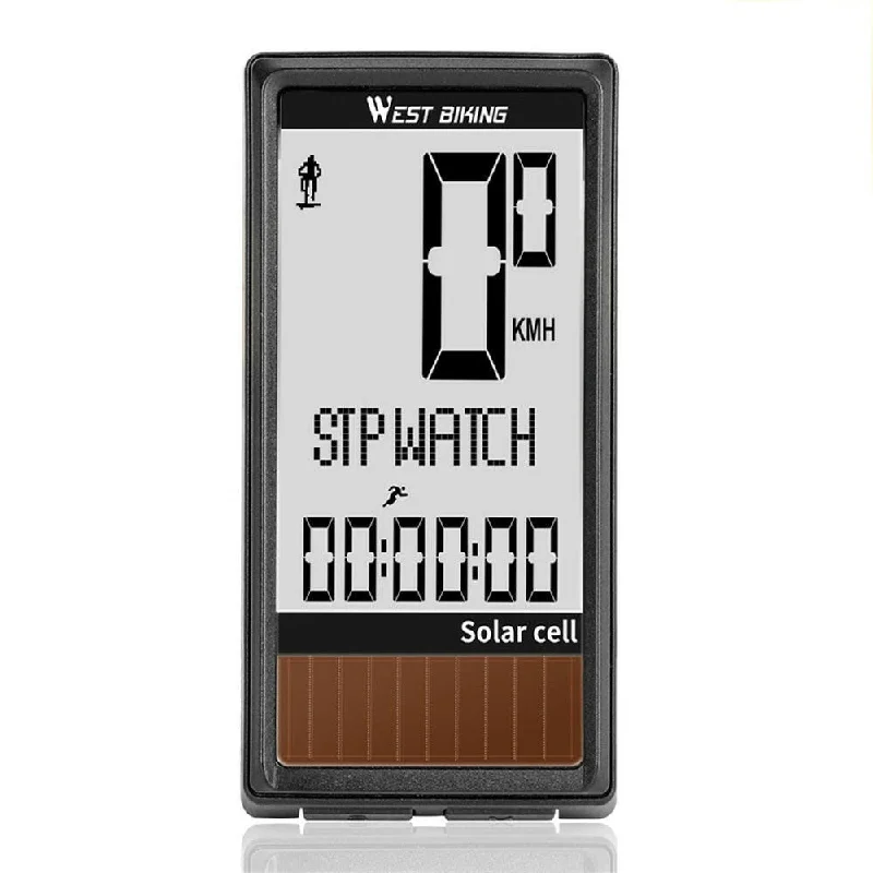 Solar Cell 5 Languages Wireless Bike Computer Auto ON/OFF Cycling Speedometer Odometer Waterproof Backlight Bicycles Stopwatch