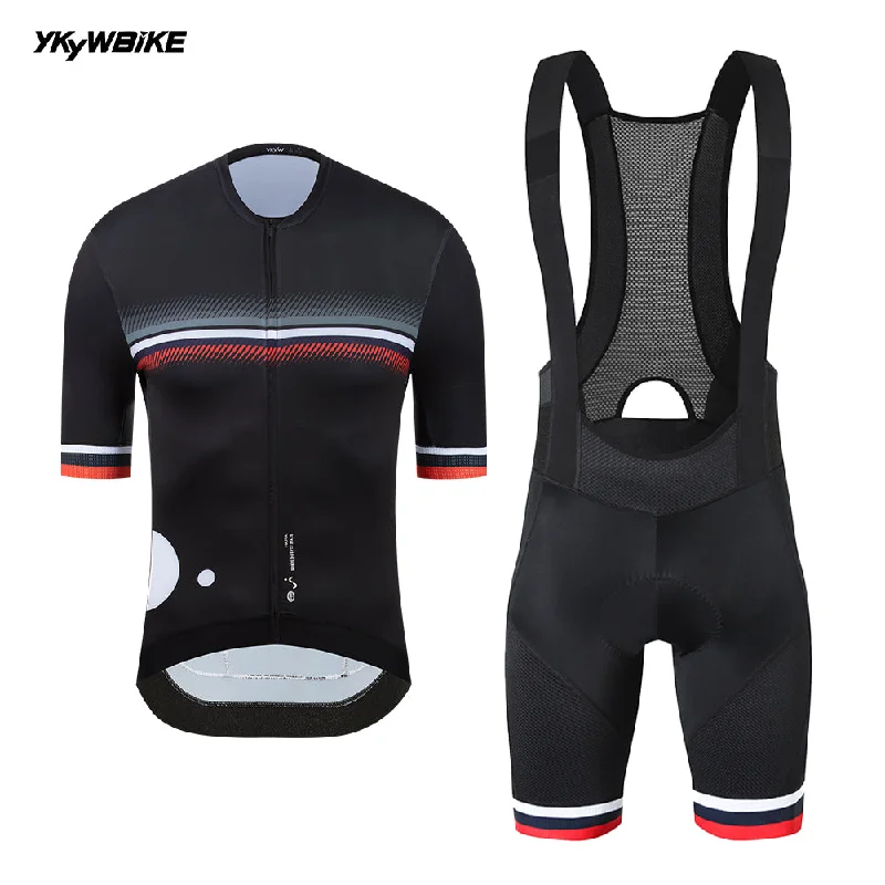 YKYW Summer Men's Cycling Short Sleeve Jersey Clothing Set 6 Hours Bib Shorts Suit Breathable Mtb Bicycle Clothing Road Bike Suit