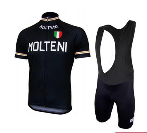 MOLTENI Ropa Ciclismo RETRO Cycling Clothing blue gel padded Summer Short Sleeves Hombre Cycling Jersey Bicicleta Bike