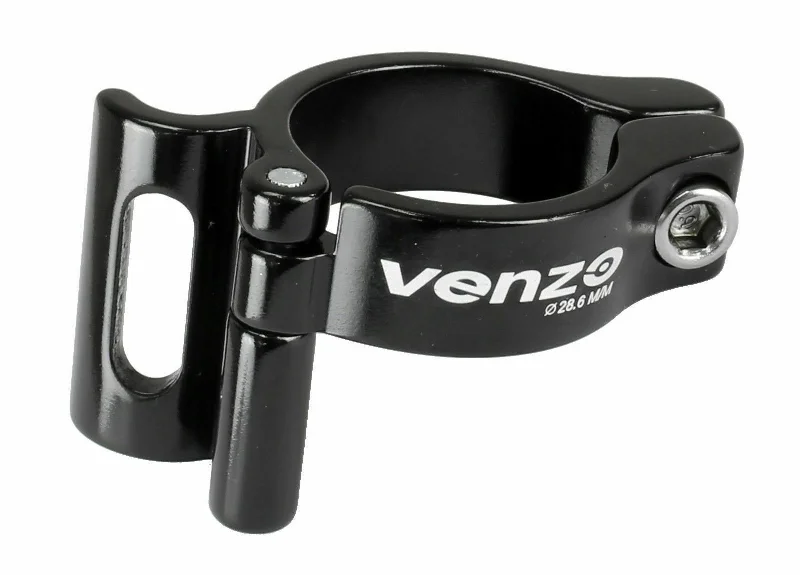 Venzo Bike Adjustable Braze-On Front Derailleur Adapter Clamp for MTB Road Bicycles - Compatible with Shimano Sram - Black 31.8mm